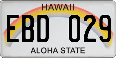 HI license plate EBD029