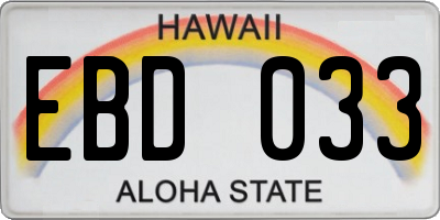 HI license plate EBD033