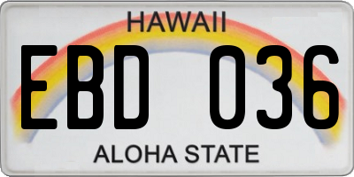 HI license plate EBD036