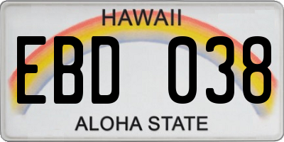 HI license plate EBD038