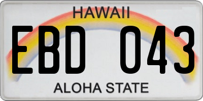 HI license plate EBD043