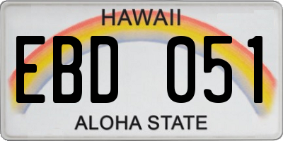 HI license plate EBD051