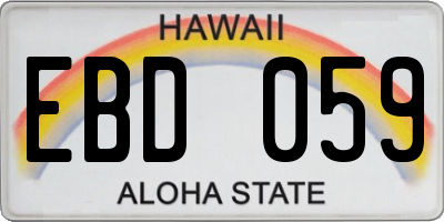 HI license plate EBD059