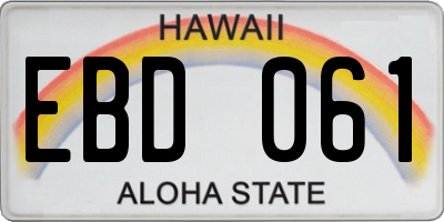 HI license plate EBD061