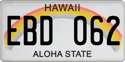 HI license plate EBD062