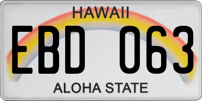 HI license plate EBD063