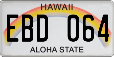 HI license plate EBD064