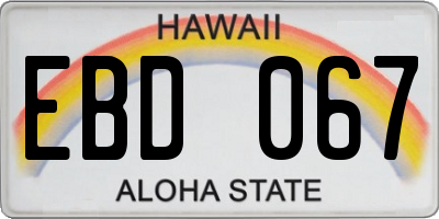HI license plate EBD067