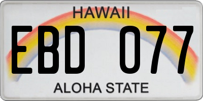 HI license plate EBD077
