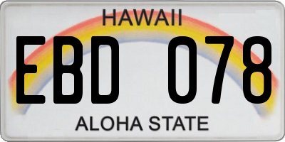 HI license plate EBD078