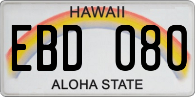 HI license plate EBD080
