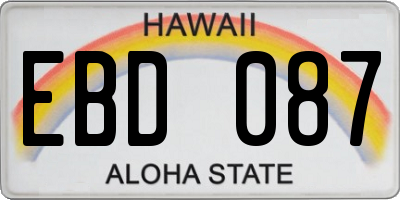 HI license plate EBD087