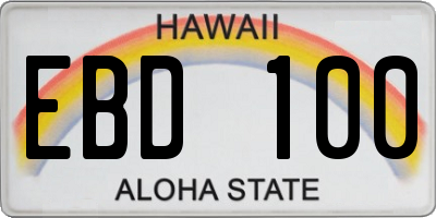HI license plate EBD100