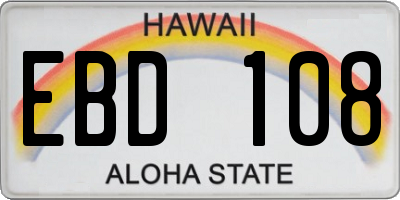 HI license plate EBD108