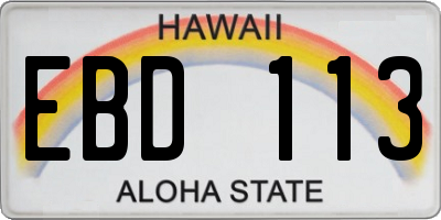 HI license plate EBD113