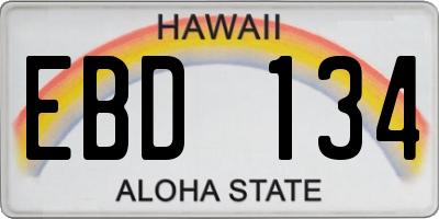 HI license plate EBD134