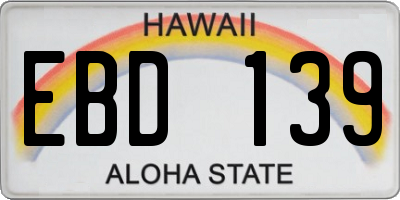 HI license plate EBD139