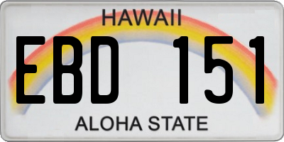 HI license plate EBD151