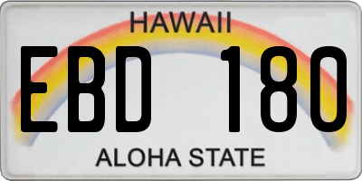HI license plate EBD180
