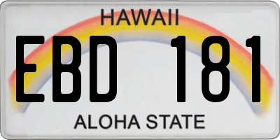 HI license plate EBD181