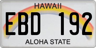 HI license plate EBD192
