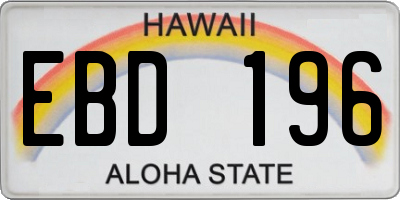 HI license plate EBD196