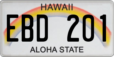 HI license plate EBD201