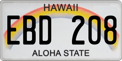 HI license plate EBD208