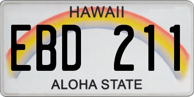 HI license plate EBD211