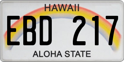 HI license plate EBD217