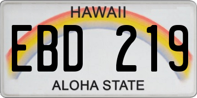 HI license plate EBD219