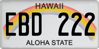 HI license plate EBD222