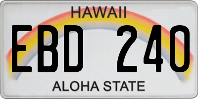 HI license plate EBD240