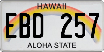 HI license plate EBD257