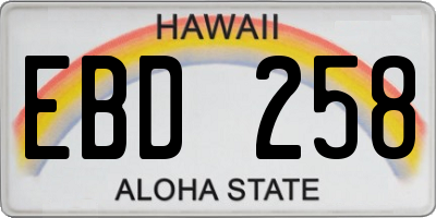 HI license plate EBD258