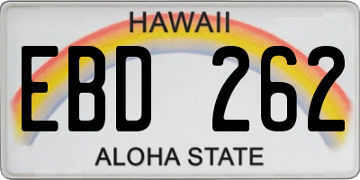 HI license plate EBD262