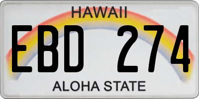 HI license plate EBD274