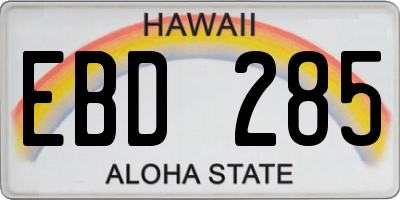 HI license plate EBD285