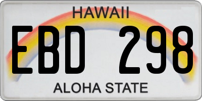 HI license plate EBD298