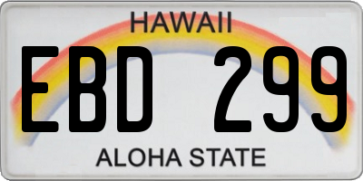 HI license plate EBD299