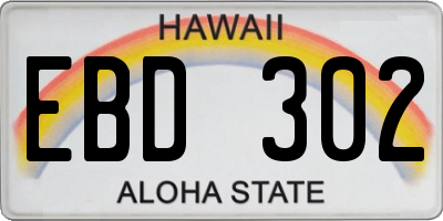 HI license plate EBD302