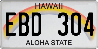 HI license plate EBD304