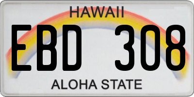 HI license plate EBD308