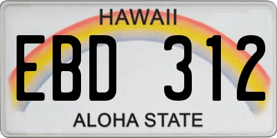 HI license plate EBD312