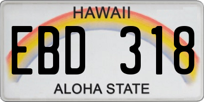 HI license plate EBD318