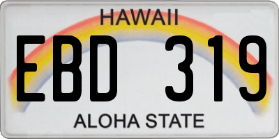 HI license plate EBD319