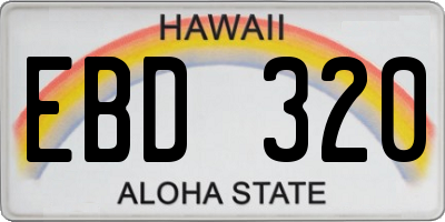 HI license plate EBD320