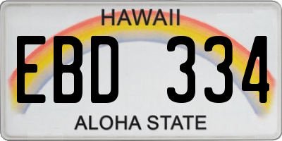 HI license plate EBD334