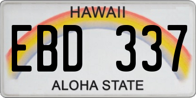 HI license plate EBD337