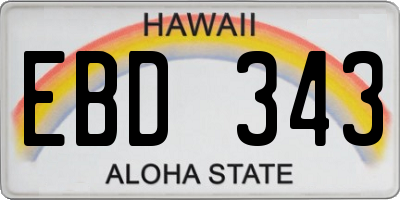 HI license plate EBD343